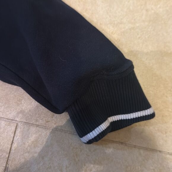 Black and White Zip-Up Jacket MERONA Size Medium White Striped Cuff and Pockets - Picture 3 of 4